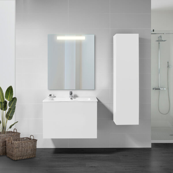 Emuca Miroir de salle de bain Pegasus avec éclairage frontal LED, rectangular 600 x 700 mm, AC 230V 50Hz, 6 W, Aluminium et Verre. – Image 3