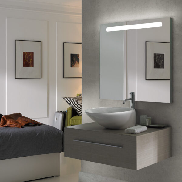 Emuca Miroir de salle de bain Pegasus avec éclairage frontal LED, rectangular 600 x 700 mm, AC 230V 50Hz, 6 W, Aluminium et Verre. – Image 4