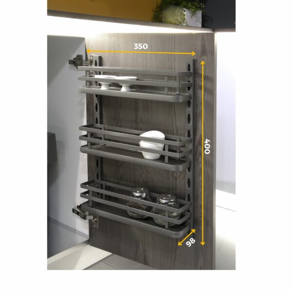 Emuca Kit de plateau à épices Titane pour meuble de cuisine ou élément suspendu, acier, gris anthracite – Image 2