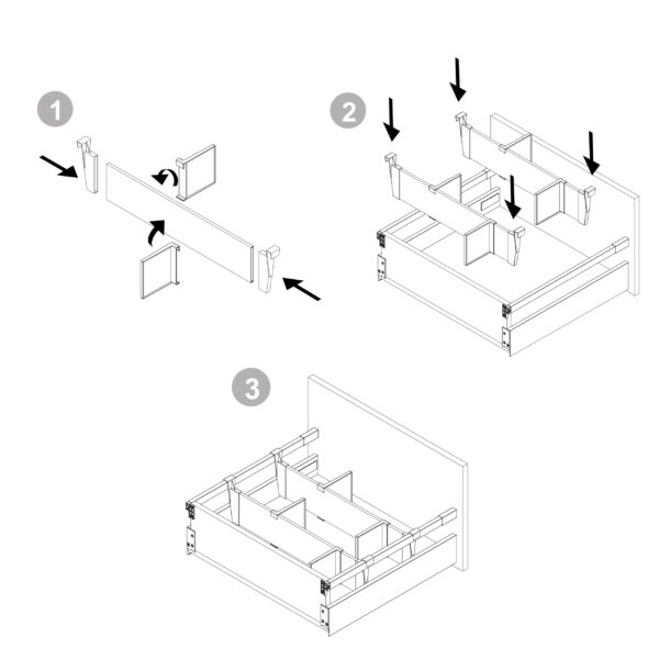 Emuca Kit d'accessoires de séparation pour intérieurs de tiroirs Vertex-Concept, largeur 900mm, Aluminium et Plastique, Gris antracite – Image 12