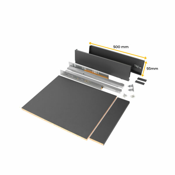 Emuca Kit de tiroirs pour cuisine ou salle de bains Vertex, hauteur 93mm, avec panneaux inclus, module 450mm, peint en blanc – Image 7