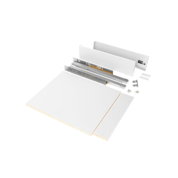 Emuca Kit de tiroirs pour cuisine ou salle de bains Vertex, hauteur 93mm, avec panneaux inclus, module 450mm, peint en blanc