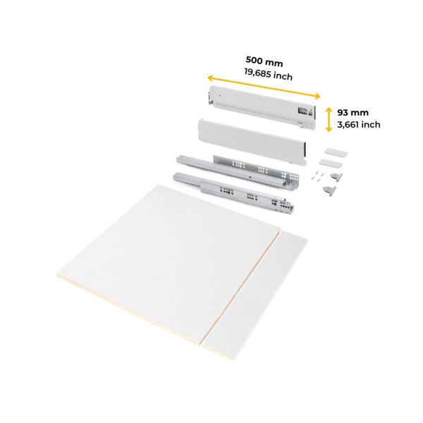 Emuca Kit de tiroirs pour cuisine ou salle de bains Vertex avec réglages 3D, hauteur 93mm, avec panneaux inclus, module 450mm, Gris antracite – Image 11
