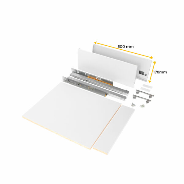 Emuca Kit de tiroirs pour cuisine ou salle de bains Vertex, hauteur 178mm, avec panneaux inclus, module 450mm, Peint en blanc – Image 7