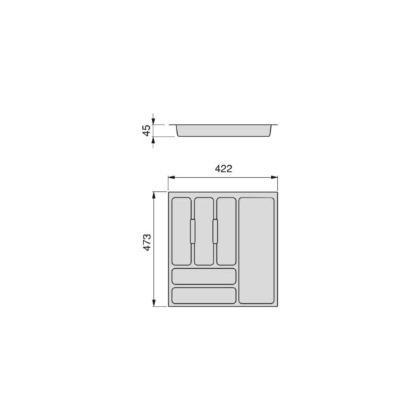 Emuca range-couverts Optima Vertex/Concept, profondeur 500mm, plateau 16mm, module 500mm, Plastique, Gris antracite – Image 5