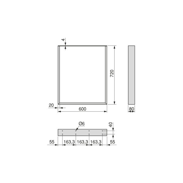 Emuca Jeu de pieds rectangulaires Square pour table, largeur 600mm, Acier, Peint en blanc – Image 7