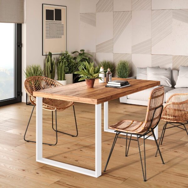 Emuca Jeu de pieds rectangulaires Square pour table, largeur 600mm, Acier, Peint en blanc – Image 2