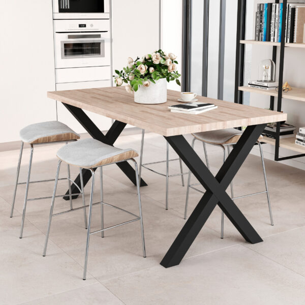 Emuca Jeu de pieds Cross pour table, largeur 695mm, Acier, Peint en noir – Image 2