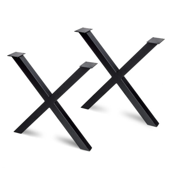 Emuca Jeu de pieds Cross pour table, largeur 695mm, Acier, Peint en noir