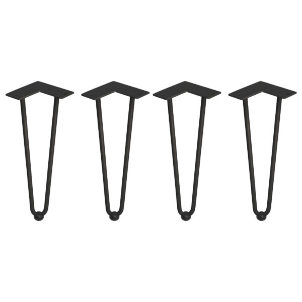 Emuca Lot de 4 pieds Hairpin de 2 s par fils table, hauteur 400mm, Acier, Peint en noir