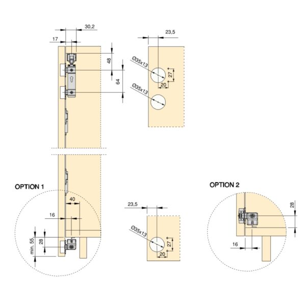 Emuca Kit de quincaillerie pour 2 portes coulissantes pliantes et armoire à fermeture souple Twofold, pour 4 panneaux non inclus, Avec coulisse, Anodisé mat – Image 5