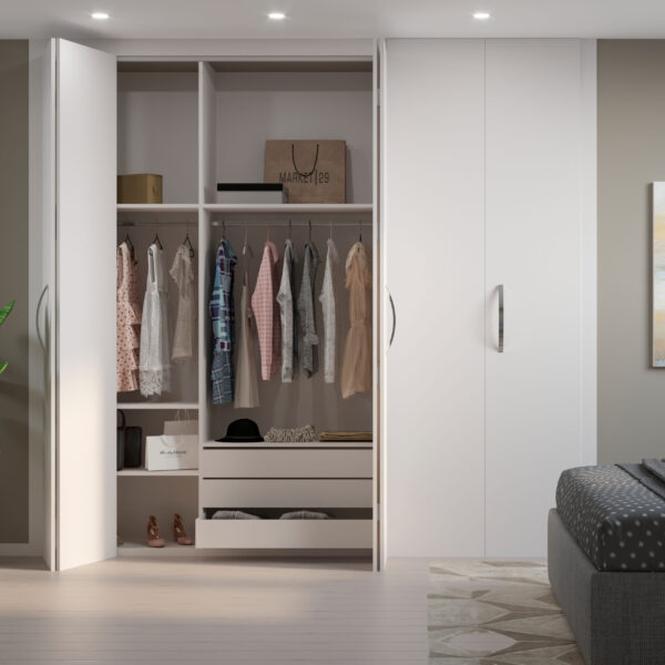 Emuca Kit de quincaillerie pour 2 portes coulissantes pliantes et armoire à fermeture souple Twofold, pour 4 panneaux non inclus, Avec coulisse, Anodisé mat – Image 3