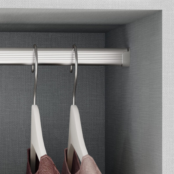 Emuca Lot de 2 rails d'armoire de 1,15 m avec supports, Aluminium et Zamak, Anodisé mat – Image 3