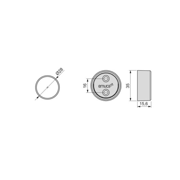 Emuca Lot de 2 rails ronds pour armoires D.28mm longueur 0.75m avec supports, Aluminium et Zamak, Anodisé mat – Image 3