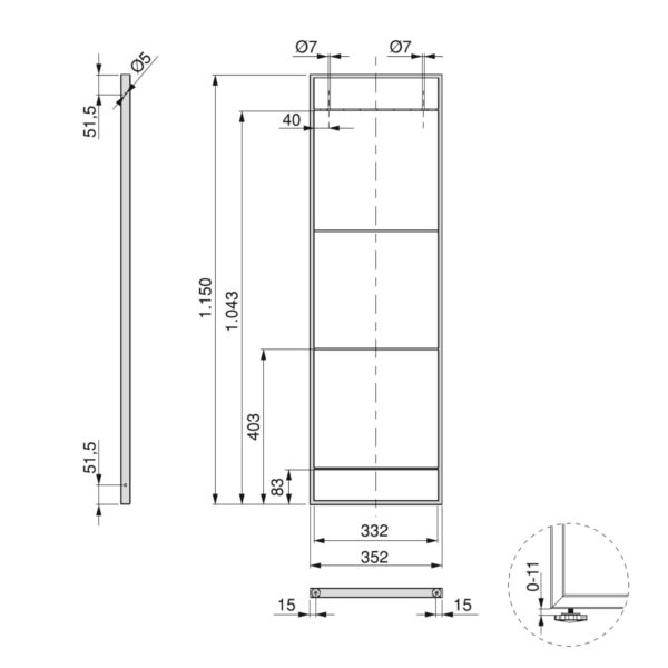 Emuca Jeu de Lader set de cadres d'étagères, hauteur 1150mm, Acier, Peint en noir – Image 9
