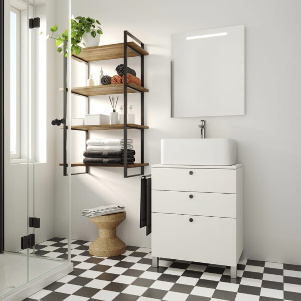 Emuca Kit de Lader kit d'étagères avec cadre et étagères, hauteur 1150mm, Acier, Peint noir et Bois – Image 3