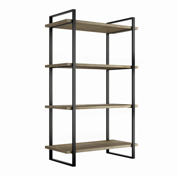 Emuca Kit de Lader kit d'étagères avec cadre et étagères, hauteur 1150mm, Acier, Peint noir et Bois