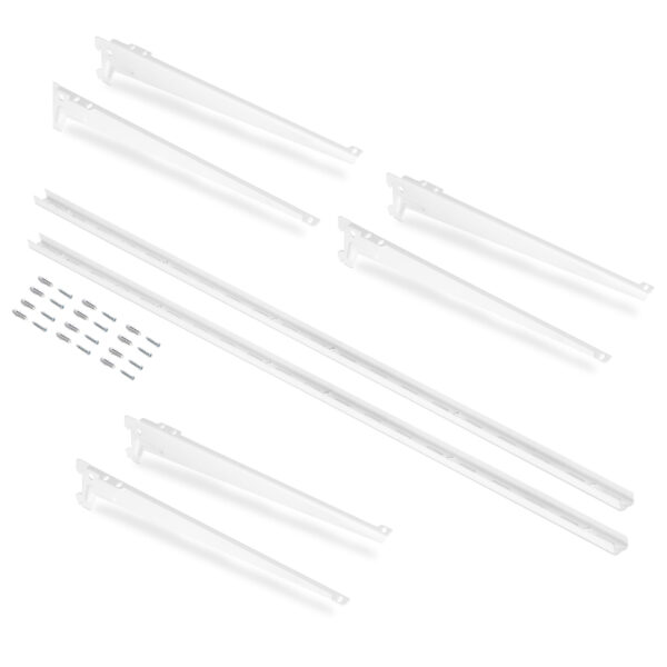 Emuca Kit de pour 3 étagères avec consoles et supports muraux Jagmet, longueur 380mm, Acier, Peint en blanc