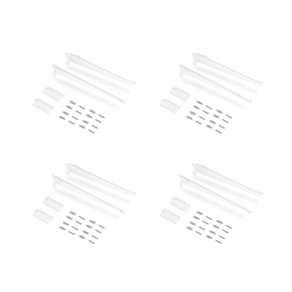 Emuca Lot de 4 étagères avec consoles et plaques de fixation murale Jagmet, longueur 230mm, Acier, Peint en blanc