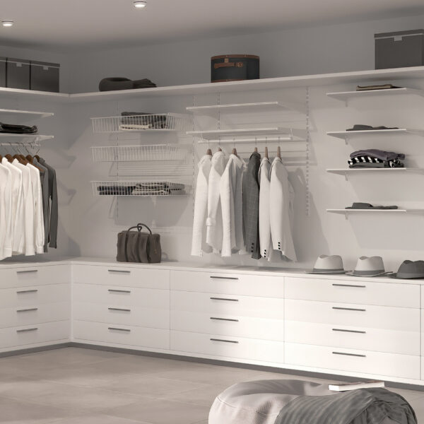 Emuca Lot de 4 étagères avec consoles et plaques de fixation murale Jagmet, longueur 280mm, Acier, Peint en blanc – Image 5