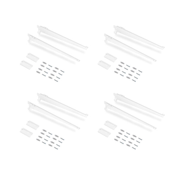 Emuca Lot de 4 étagères avec consoles et plaques de fixation murale Jagmet, longueur 280mm, Acier, Peint en blanc
