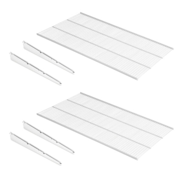 Emuca Lot de 2 étagères en fil et supports Jagmet, Acier, Peint en blanc