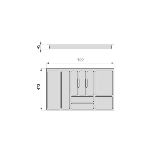Emuca range-couverts Optima Vertex/Concept, profondeur 500mm, plateau 16mm, module 800mm, Plastique, Blanc – Image 7