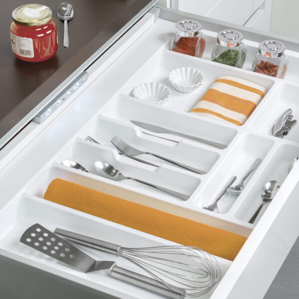 Emuca range-couverts Optima Vertex/Concept, profondeur 500mm, plateau 16mm, module 800mm, Plastique, Blanc – Image 2