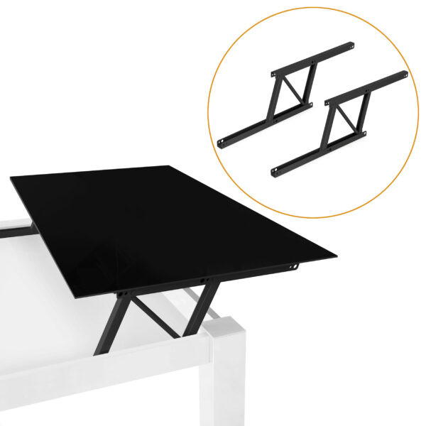 Emuca Jeu de ensemble de mécanismes de levage pour table basse, permet de lever la table de 135mm, Acier, Peint en noir – Image 4