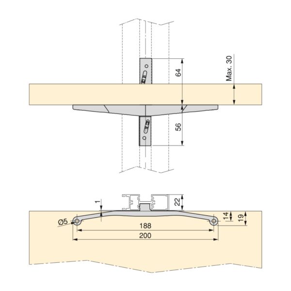 Emuca Kit de fixation pour 1 étagère en bois, 1 module et 1 tringle de suspension, longueur 1m Zero, Zamak, Peint en noir texturé – Image 7
