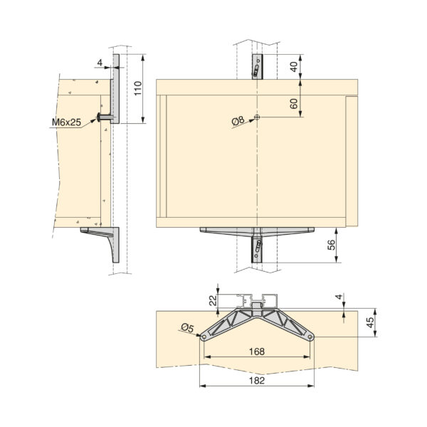 Emuca Kit de fixation pour 1 étagère en bois, 1 module et 1 tringle de suspension, longueur 1m Zero, Zamak, Peint en noir texturé – Image 8