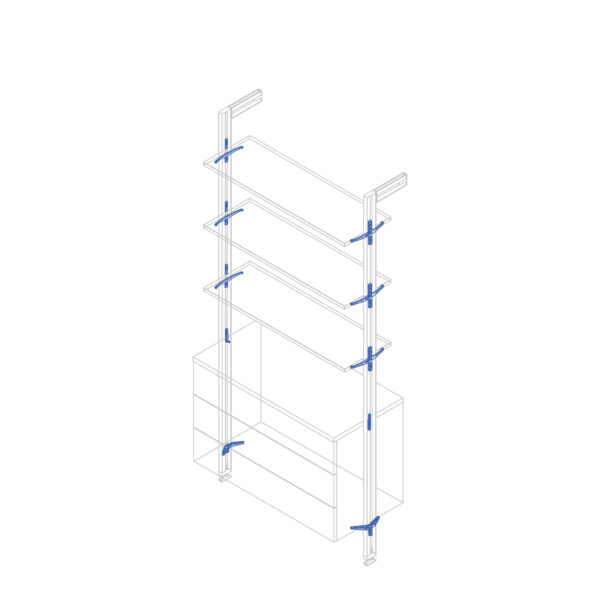 Emuca Kit de fixation pour 3 étagères en bois et 1 module pour structure Zero, Zamak, Peint en noir texturé – Image 10