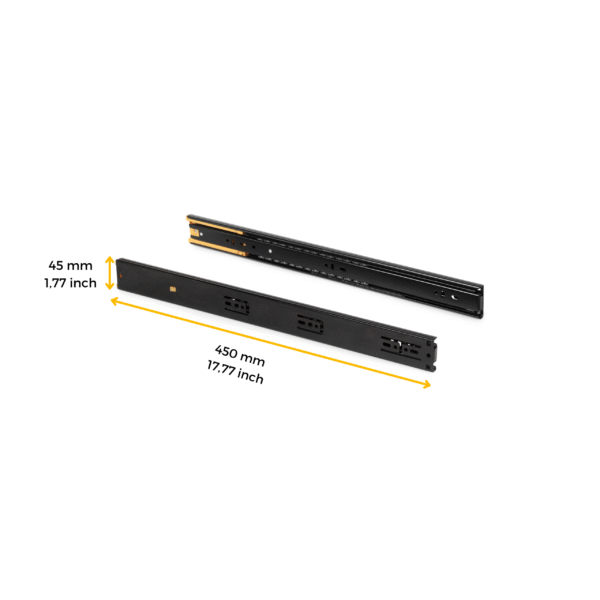 Emuca Lot de 5 jeux de Coulisses pour tiroirs, roulement à billes, hauteur 45mm, profondeur 450mm, sortie totale, fermeture amortie, Noir – Image 9