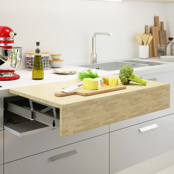 Emuca Coulisses pour table extensible et relevable Oplà Top, Aluminium, Acier inox anodisé – Image 2