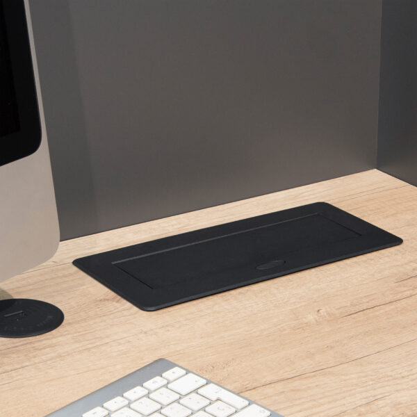 Emuca Multiconnecteur Atom 26 Lite pour bureau, 225x111mm, Peint en noir, Zamak et Acier et Plastique. – Image 2