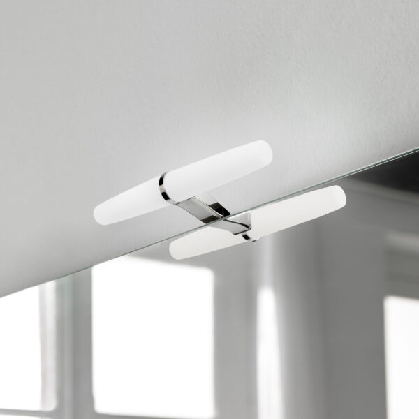Emuca Spot LED pour miroir de salle de bain Gemini (AC 230V 50Hz), 6 W, Chromé, Plastique et Aluminium – Image 2