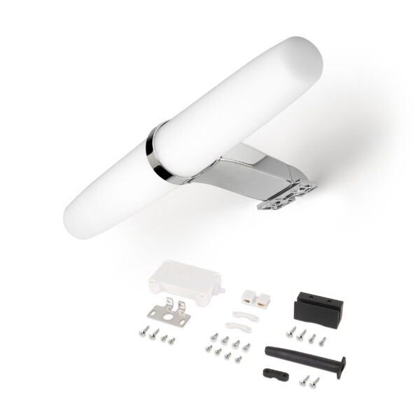 Emuca Spot LED pour miroir de salle de bain Gemini (AC 230V 50Hz), 6 W, Chromé, Plastique et Aluminium