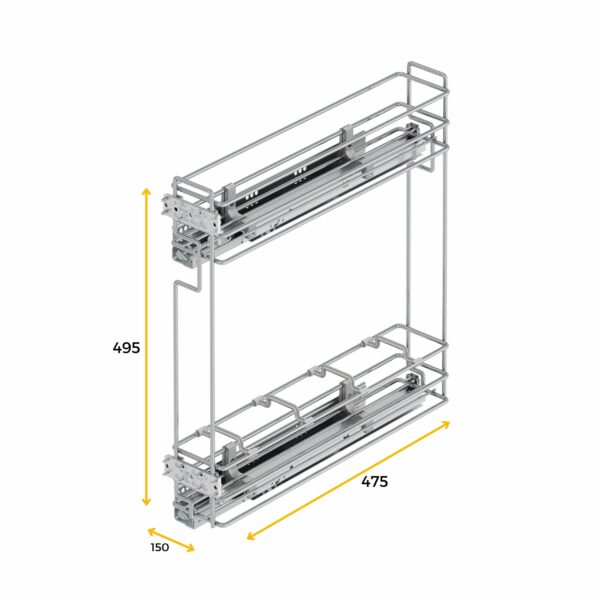 Emuca Porte-bouteilles extractible Suprastar avec fermeture amortie, module 200mm, acier, chromé – Image 4