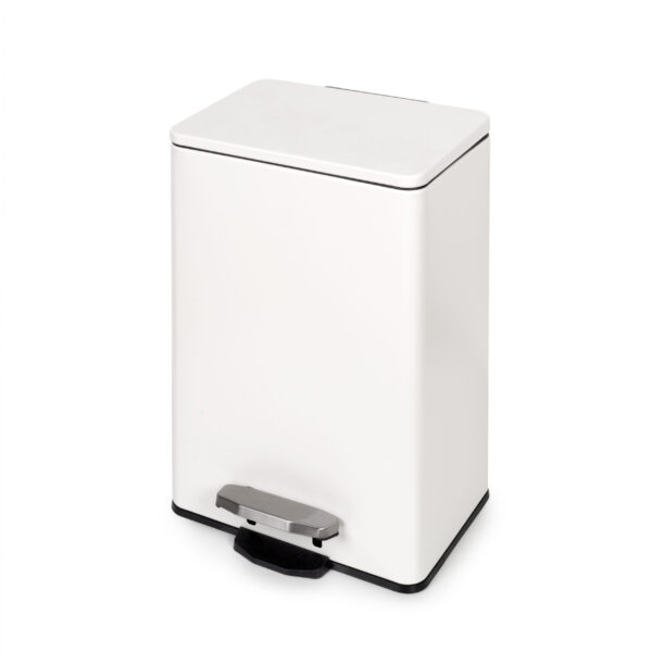 Emuca Bac de tri sélectif a compartiments Recycle, ouverture du couvercle par pédale, 1x12litres, Aluminium, Peint en blanc