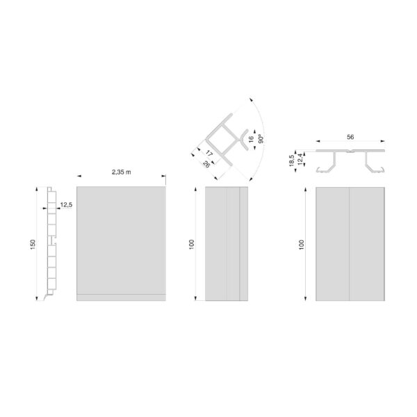 Emuca Lot de 2 plinthes de cuisine Plasline avec raccords, hauteur 100mm, 2 profils longueur 2.35m, Plastique, Noir – Image 4