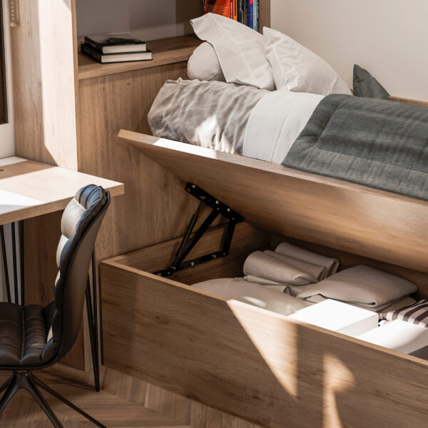 Emuca Jeu de ensemble de levage pour lits, ouverture latérale, pour lits de 90 cm, Acier, Peint en noir – Image 3