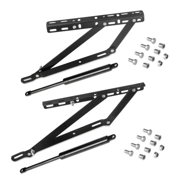 Emuca Jeu de ensemble de levage pour lits, ouverture latérale, pour lits de 90 cm, Acier, Peint en noir