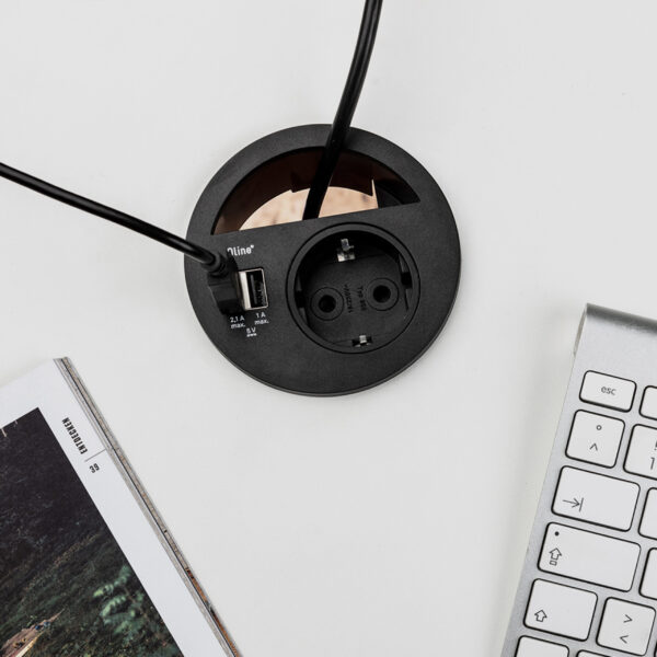 Emuca Multiconnecteur Circle 80, Peint en noir, Plastique. – Image 2