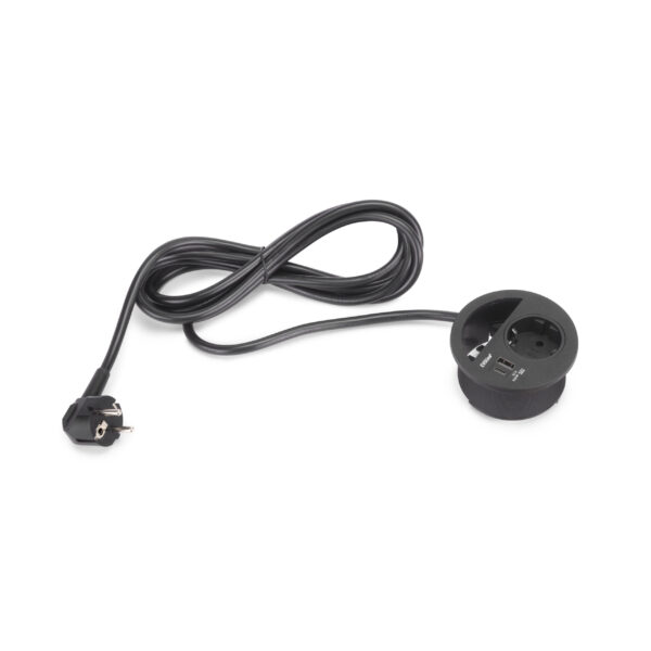 Emuca Multiconnecteur Circle 80, Peint en noir, Plastique.