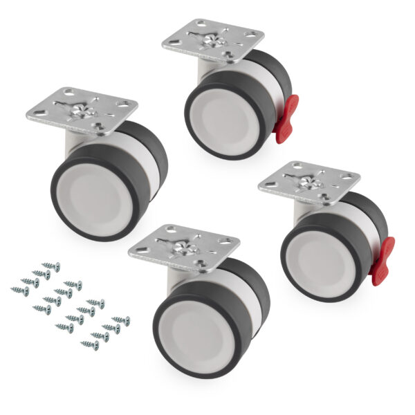 Emuca Lot de 4 roulettes Bowl 2 avec plétine de montage, diamètre 50mm, Acier et Plastique