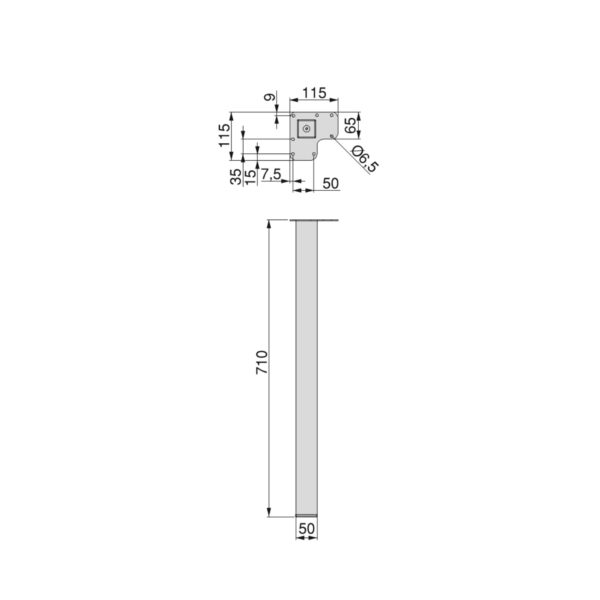 Emuca Lot de 4 pieds de table carrés, 50x50mm, Acier, Peint en blanc – Image 9