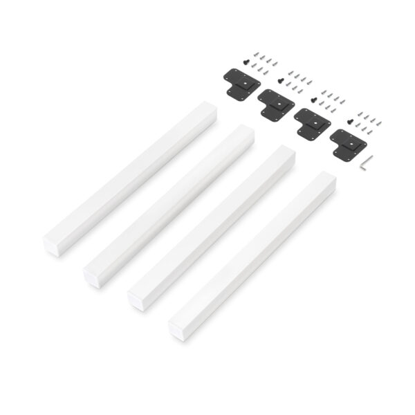 Emuca Lot de 4 pieds de table carrés, 50x50mm, Acier, Peint en blanc