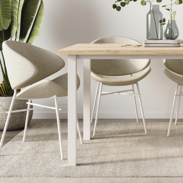 Emuca Pieds carrés et cadre de table, 50x50mm, 1150x750mm, Acier, Peint en blanc – Image 3