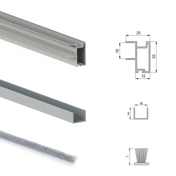 Emuca Kit de quincaillerie pour Placard 81 2-coulissants et fermeture souple, profil aigu, épaisseur 16mm, panneaux non inclus, Anodisé mat – Image 7