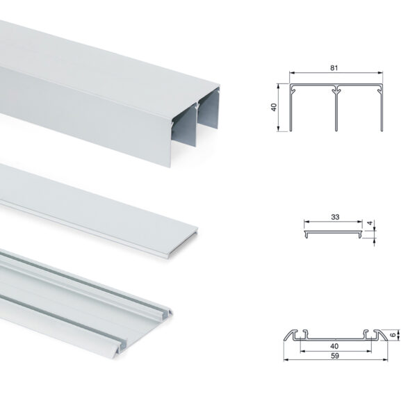 Emuca Kit de quincaillerie pour Placard 81 2 portes coulissantes à fermeture souple, profil profond, épaisseur 18mm, panneaux non inclus, Anodisé mat – Image 5